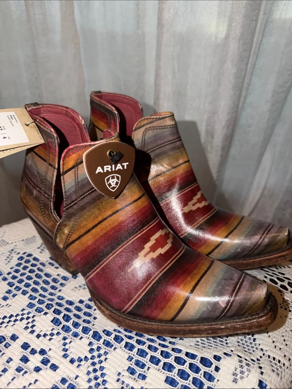 Ariat Men’s Multicolor Serape Pattern Chelsea Boots - Red, Gold, Brown, Blue